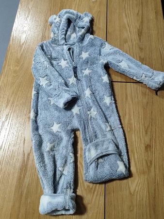 Fleeceoverall Hoppediz grau mit Sternen