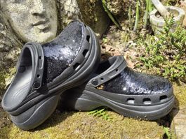 Schwarze Original Crocs mit Pailletten, Grösse 38, neuwertig