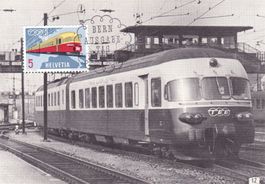1962, 5Rp. TEE-Zug, auf 2 versch. MK's mit ET-Ausgabetag-St.