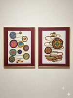 2 handgezeichnete Bilder (40x50cm) im Goldrahmen mit Glas