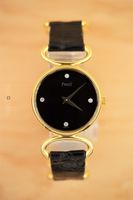 Piaget Damenuhr, 18K-Gold, Schwarzer Onyx-Stein & Diamanten