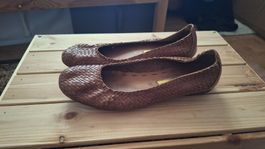 Ballerinas braun geflochten Leder
