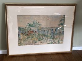 Original-Aquarell von Emil Walser – Blumenlandschaft, sig. 