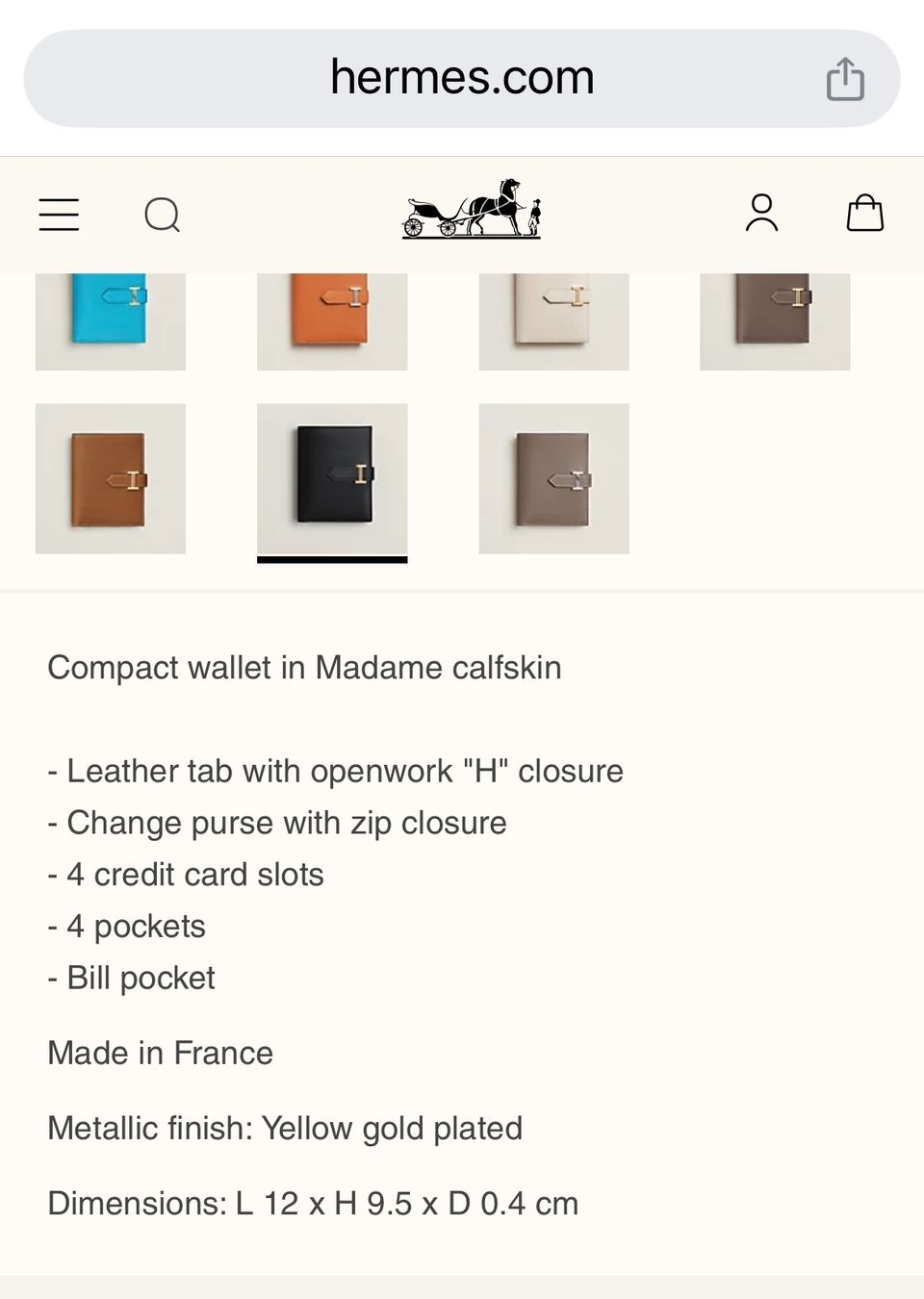 Hermès Portemonnaie: Hermès compact bearn wallet in so black – Gebraucht aus Zollikofen von Bagsandproms 7