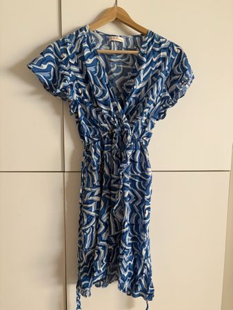 Robe d'été femme imprimé bleu blanc taille unique 