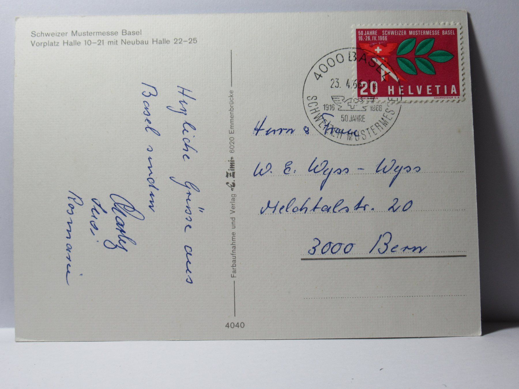 Cartes postales: Basel , Schw. Mustermesse , Vorplatz 1966 – D'occasion à Grenchen par Bluemchen1900 1