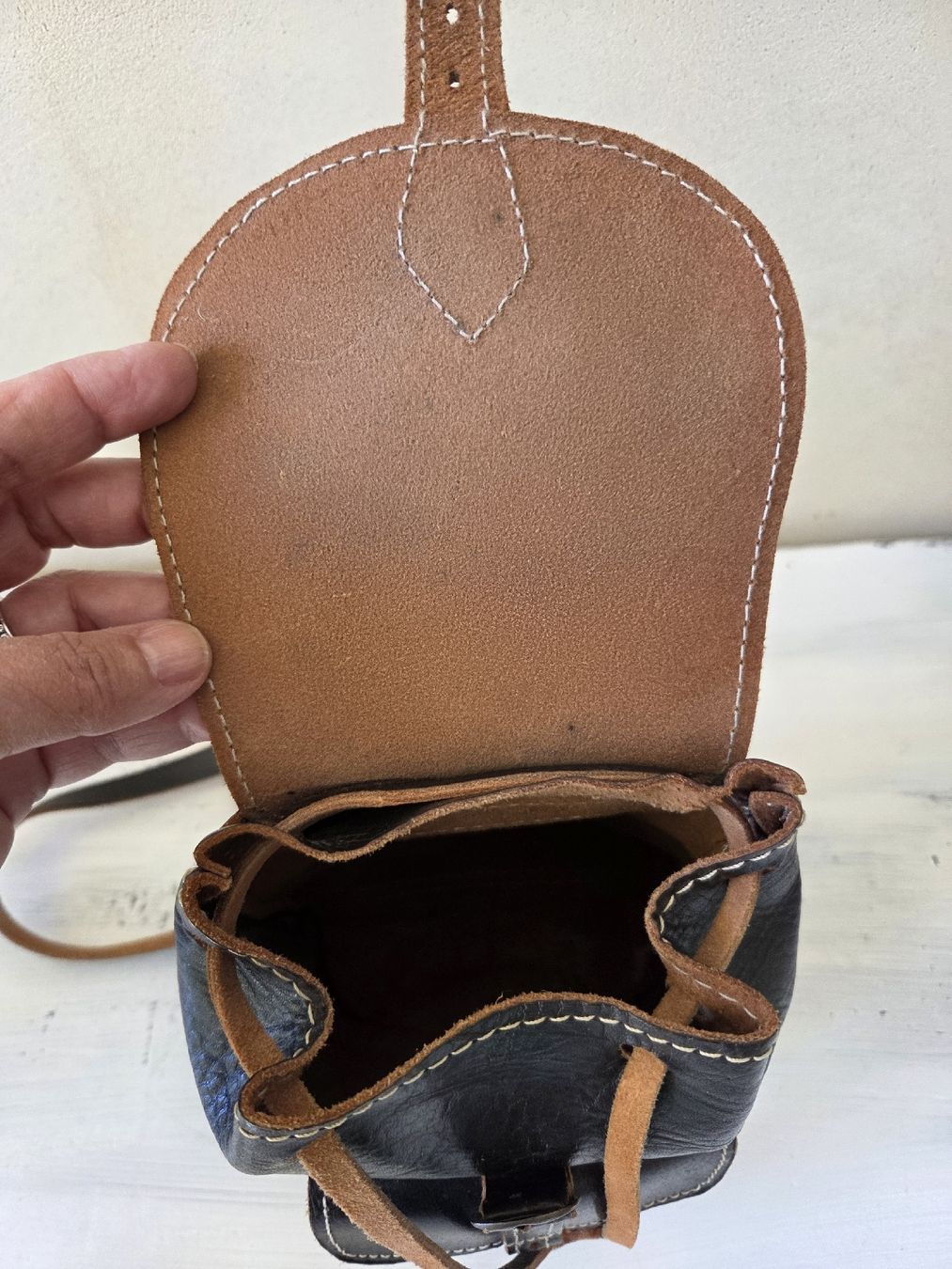 Zaini:  Mini Lederrucksack Schwarz Handgefertigt – Usato da Gebenstorf venduto da pryt5412 2