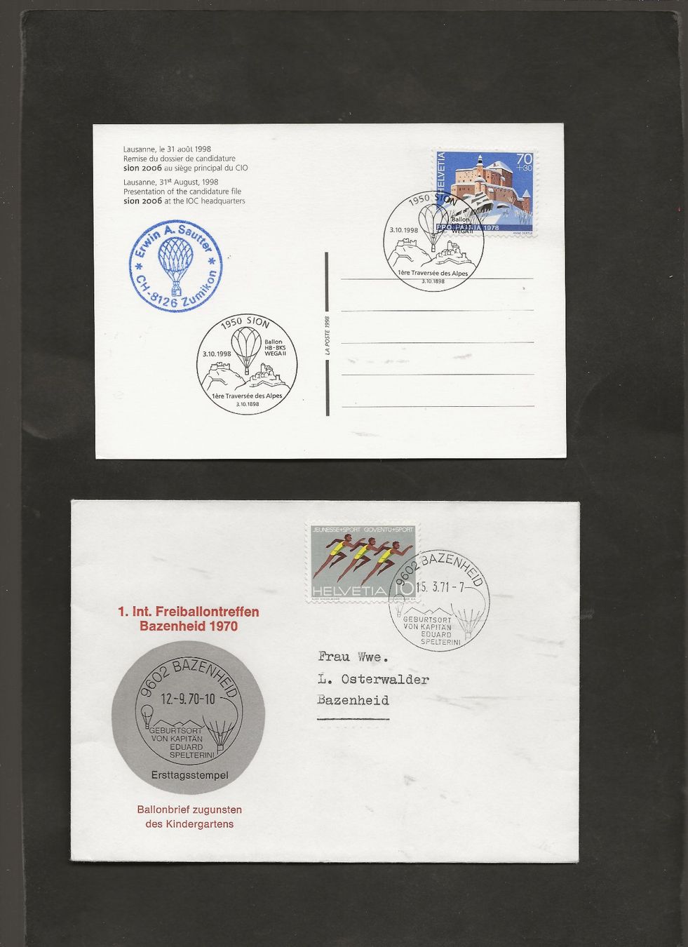 Alle Briefmarken: Flugpost Ballon Schweiz 8 Belege Luftpost – Gebraucht aus Au ZH von xelagreb01 1
