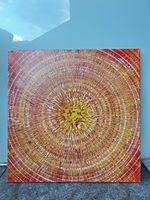Opera d'arte astratta, colori caldi, estate 60 carat