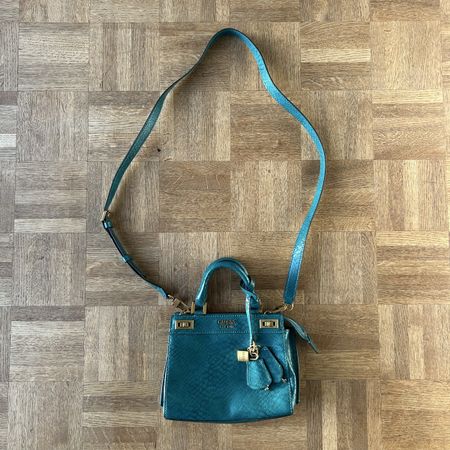 Guess Est. 1981 Teal Snakeskin style Mini Satchel