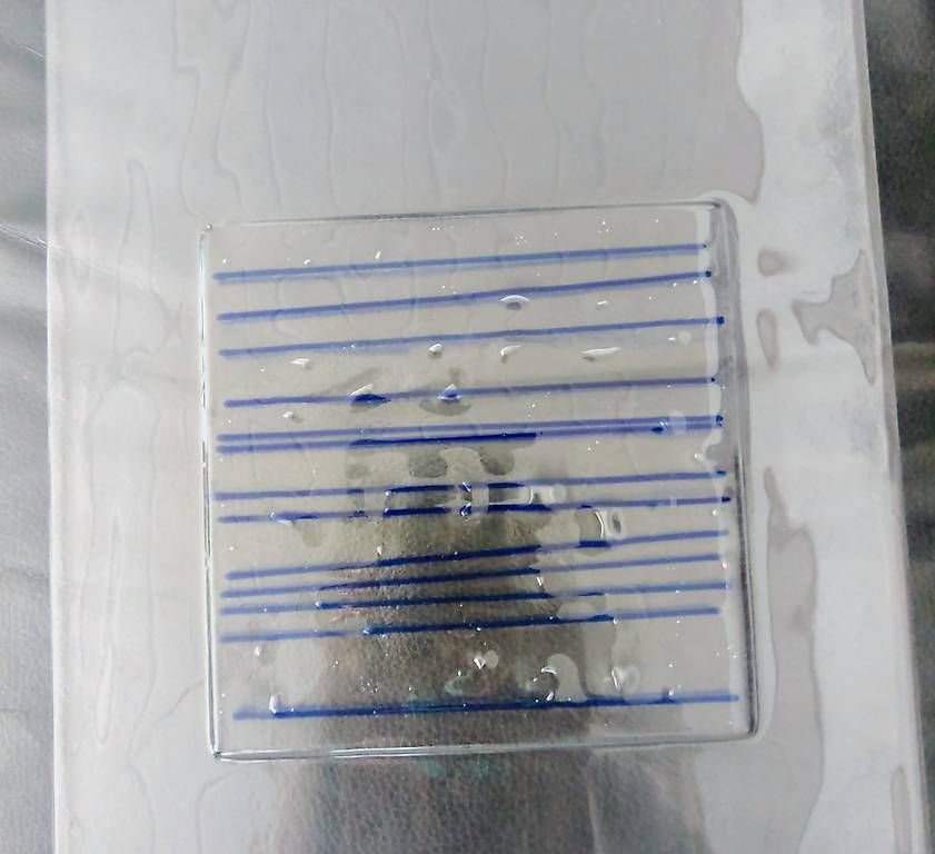 Bicchieri: Tür-Glas-Einsatz oder Glas-Bild blau – Usato da Boswil venduto da sinils 1