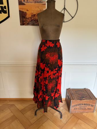 70s 70er Rock Blumenrock Flower Power Orange Hippie S