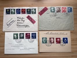 1942 - 1947 4x Lettres Série Pro Juventute Cat. 150.- 