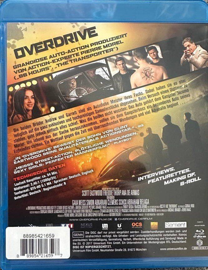 Tutti i DVDs: Overdrive - Action Blu-ray, Top Zustand! – Usato da Beringen venduto da Mantafisch1 1