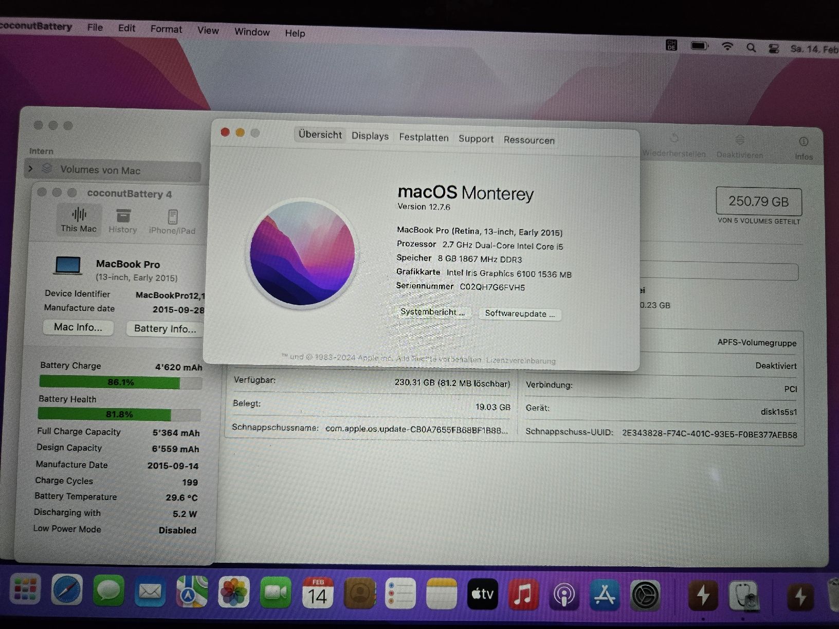 Apple Notebook: Apple MacBook Pro 2015 mit nur 199 Ladezyklen mit Ladegerät – Usato da Biberist venduto da Volo28 1