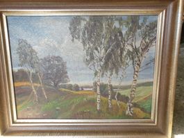 antikes Gemälde in Holzrahmen
