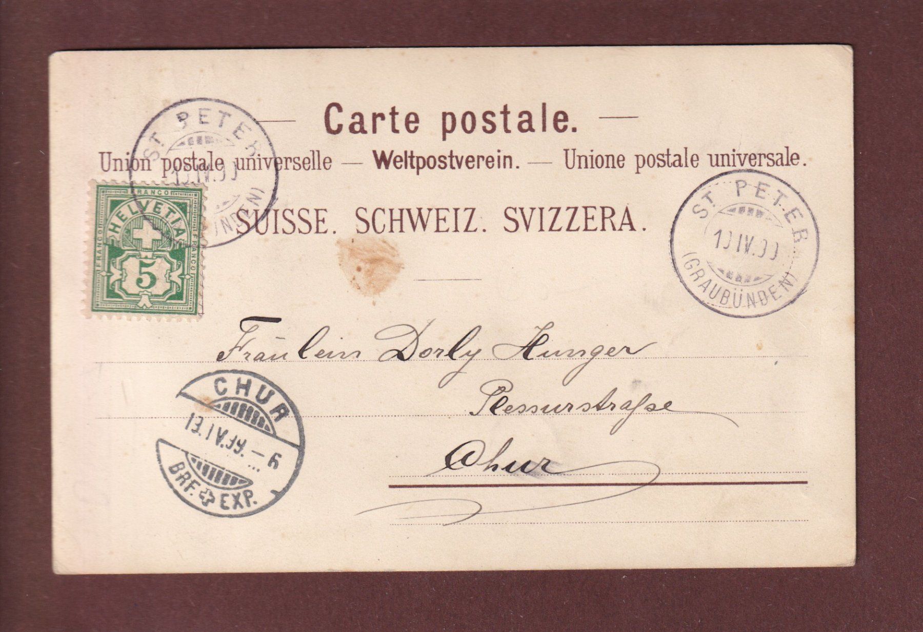 Cartoline postali: DAVOS - Schweizerisches Familien-Wochenblatt - 1899 – Usato da Pully venduto da nicecards 1