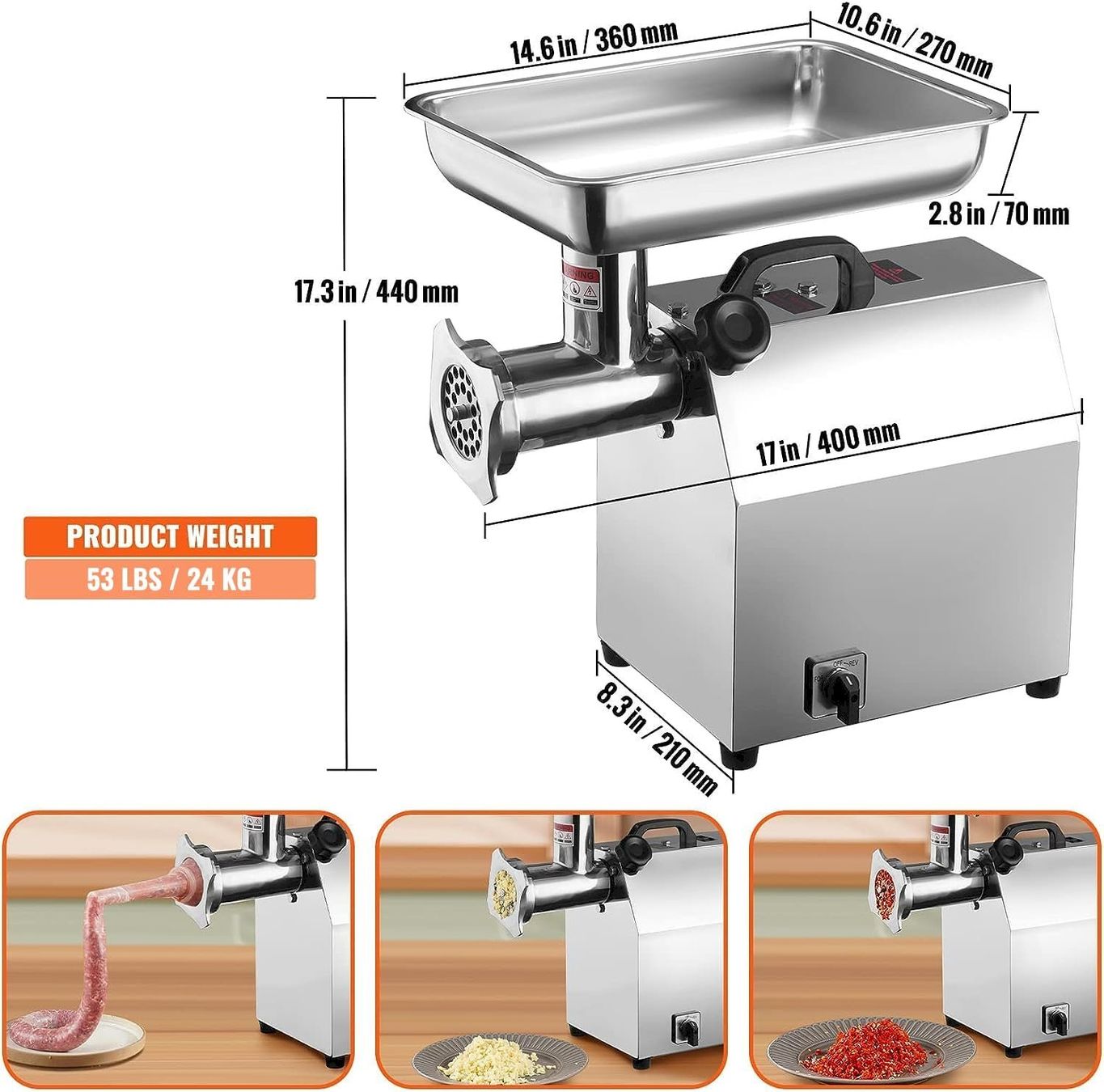 Attrezzatura professionale & Gastronomia: VEVOR Fleischwolf 1100W Edelstahl 304 – Nuovo e nell'imballaggio originale da Bottighofen venduto da zaap 3