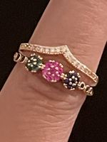 Jolie bague vintage 54 pierres rubis/ émeraude/ ouverte neuv