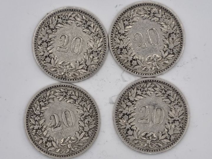 Tutti le monete: 20 rappen 1884 Lot 4 Stück – Usato da Bure venduto da chap981 1