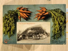 Alte PK / Gruss aus dem Rübli Land  Aargauer Strohhaus 1920