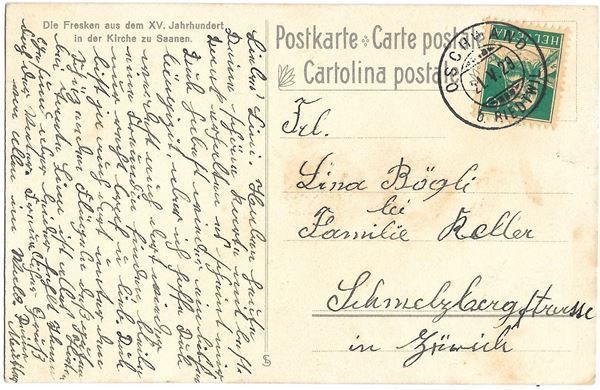 Cartoline postali: Saanen Kirche Künstlerkarte – Usato da Olten venduto da clotaldi 1