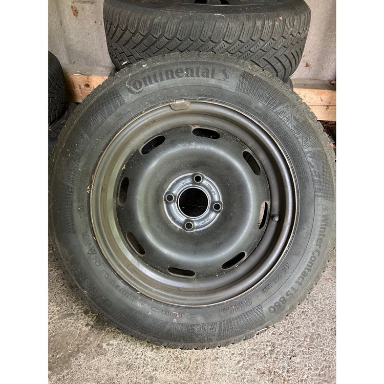 Winterreifen Continental 195/65/R15 mit Felgen und Raddeckel Kaufen auf Ricardo
