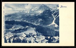 AK Arosa, Panorama mit Hotel