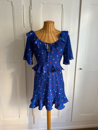 FASHION UNION - Volants Kleid blau 36