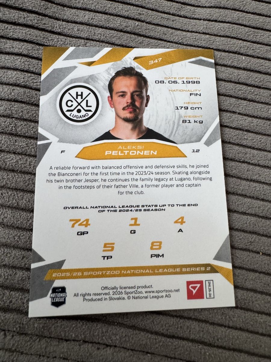 Sportzoo Sammelbilder & Trading cards: HC Lugano - Aleksi Peltonen - Limitierte Karte 17/20 – Neu (gemäss Beschreibung) aus Rapperswil SG von ste_99 1