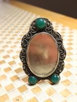 Art Deko versilberte kleine Bilderrahmen mit Natur Jade Top
