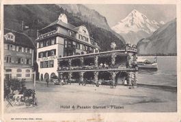 alte WERBE-KARTE Hotel STERNEN in FLÜELEN 1910