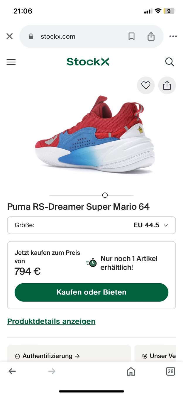 Puma Scarpe da uomo: Puma RS - Dreamer Super Mario 64 / Gr 46 – Nuovo e nell'imballaggio originale da Birrwil venduto da Bendegriz 5