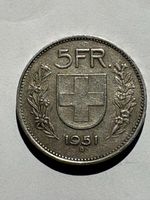 Seltene Schweizer 5 Franken Muenze von 1951-TOP-Erhaltung