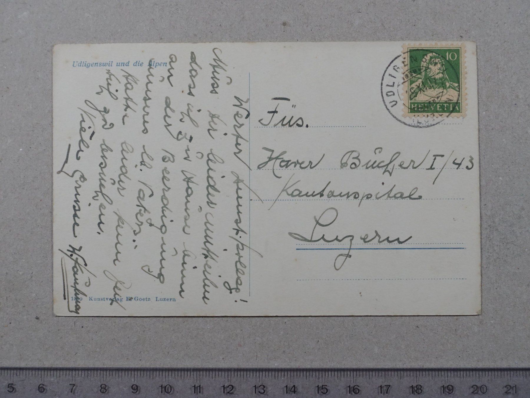 Cartoline postali: Udligenswil, 1927 – Usato da Lenzburg venduto da fh1 1