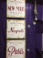 Leinwand vintagestyl Paris, New York od. Napoli, handmade