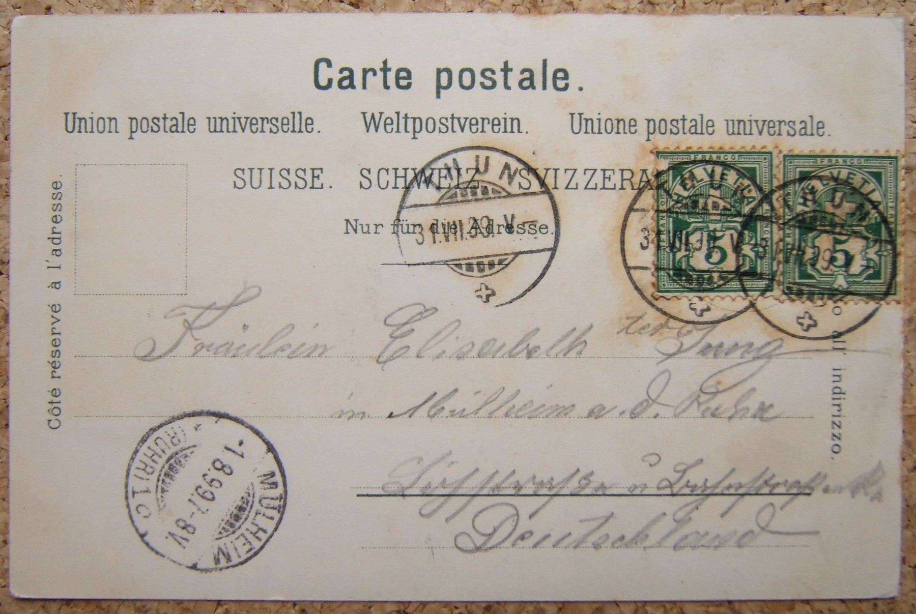 Cartes postales: LITHO GRUSS AUS THUN 1899 – D'occasion à Brunnen par Nonne04 1