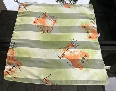 Vintage Striped Scarf with Butterfly Design - Chic & Unique