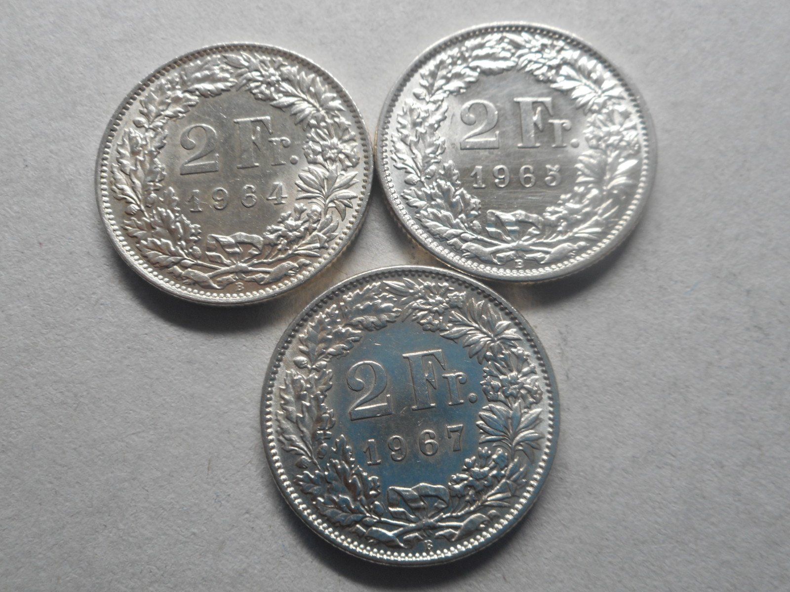 Tutti le monete: 3 x 2 Fr. silber  1964/65/67 – Nuovo (secondo la descrizione) da Kriegstetten venduto da pizlad2010 2