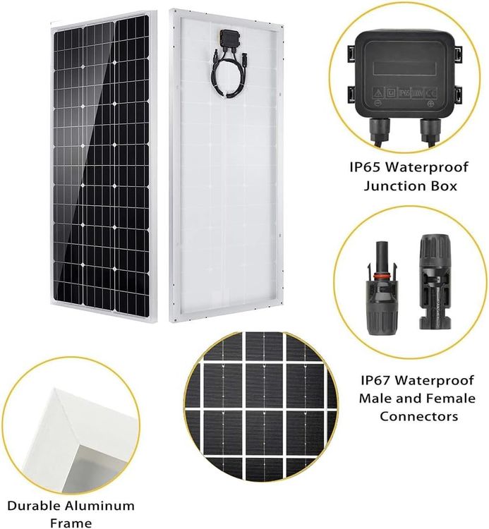 Dispositivi a energia solare: 100W Solarpanel 12V Set mit 20A Regler fuer Camping Boot – Nuovo e nell'imballaggio originale da Hundwil venduto da pac_6jh8 3
