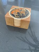 Vintage Greek Coasters, Set of 6, with Holder, Summer!