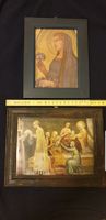 2 christliche Kunstdrucke m. Holzrahmen