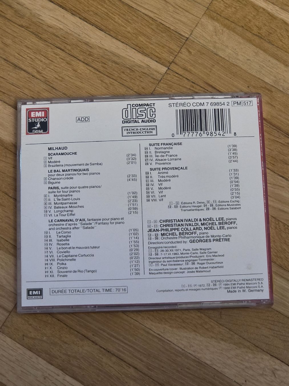 CD: CD: Darius Milhaud: verschiedene Werke; Georges Pretre – Usato da Aesch BL venduto da immon 1