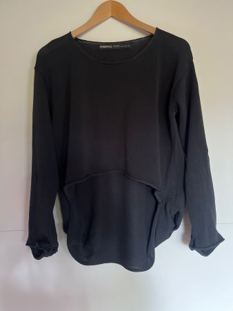 Rundholz Pullover Langarm M Strick Leinen-Baumwolle d.blau