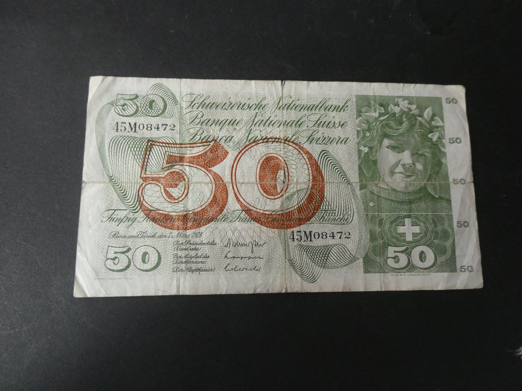 Billets de banque: Schweiz 1973, 50 Franken – D'occasion à Hinterforst par Rohusri