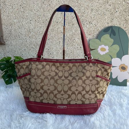 Coach Handtasche, Top Zustand, Rot/Beige, Herbst-Look!