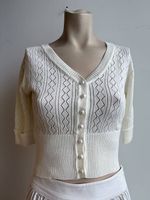 Collectif Vintage Pointelle Cardigan Creme Gr. XS