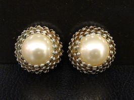 Vintage Ohrclips Clips Ohrschmuck Perle 60er 70er 80er Jahre