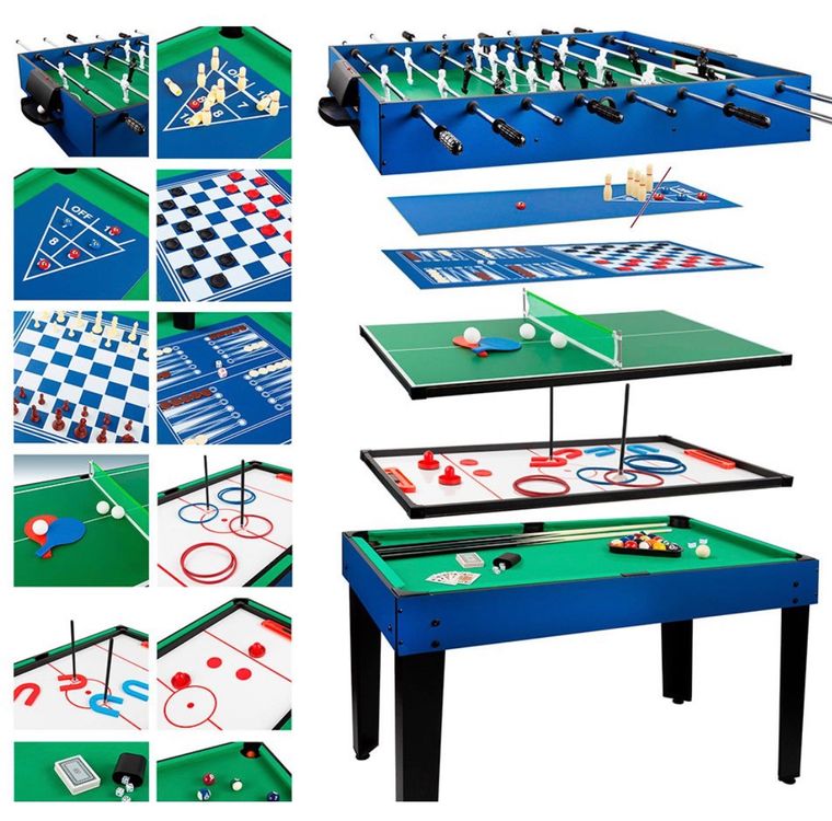 Riley 12-in-1 Multifunktionstisch Mit Billard, Airhockey & Fußball - Klappbarer Spieletisch Für Die Ganze Familie