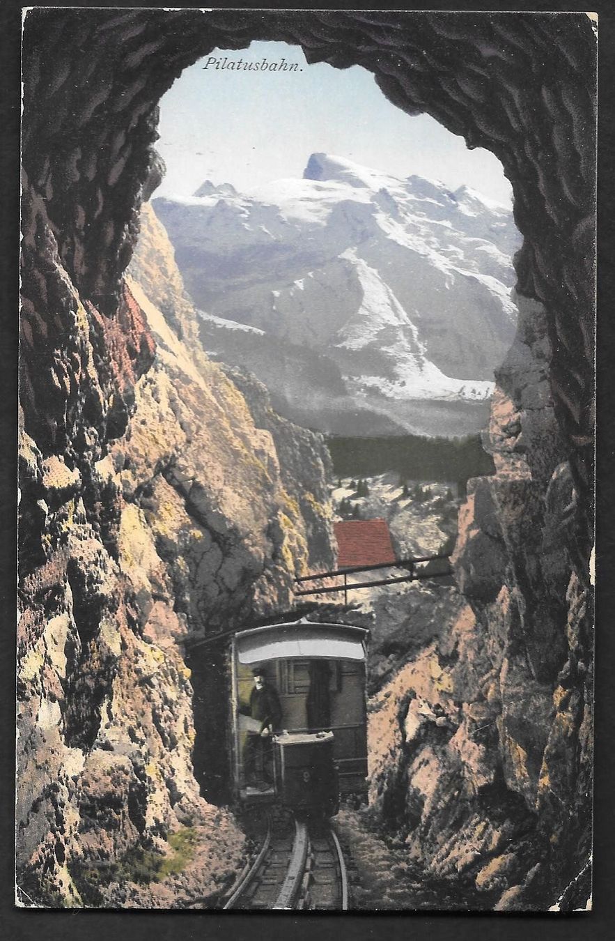 Cartoline postali: Pilatusbahn Tunnel mit Blick auf Titlis – Usato da Olten venduto da clotaldi